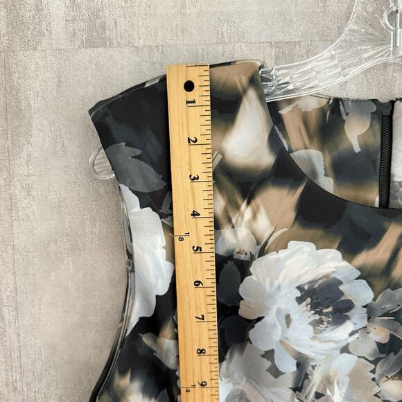 Calvin Klein Dress Women Size 10 Floral Scuba Cap-Sleeve Sheath Silhouette Zip - Picture 6 of 9